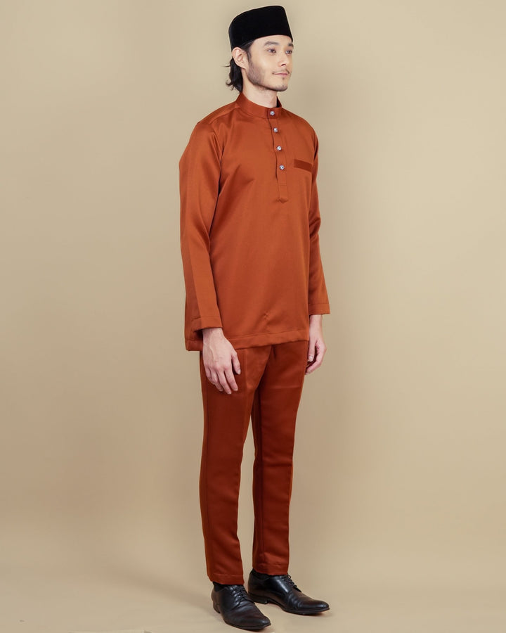 Baju Melayu Luxe - Orange Brick - SampinExclusiveMy