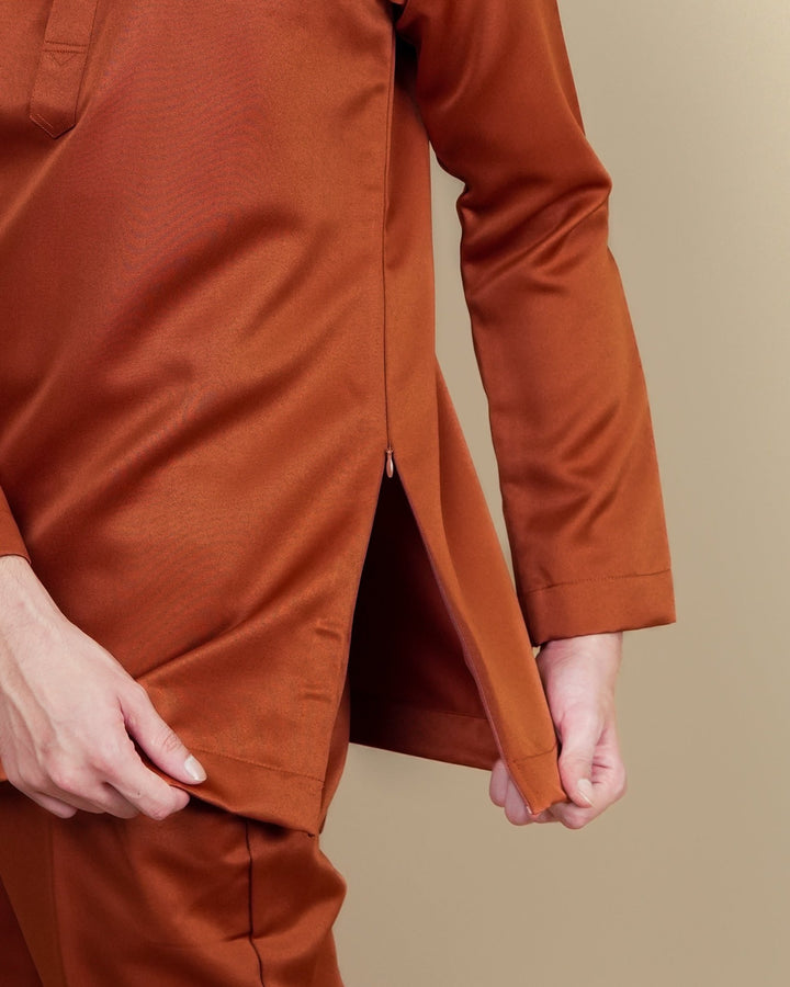 Baju Melayu Luxe - Orange Brick - SampinExclusiveMy