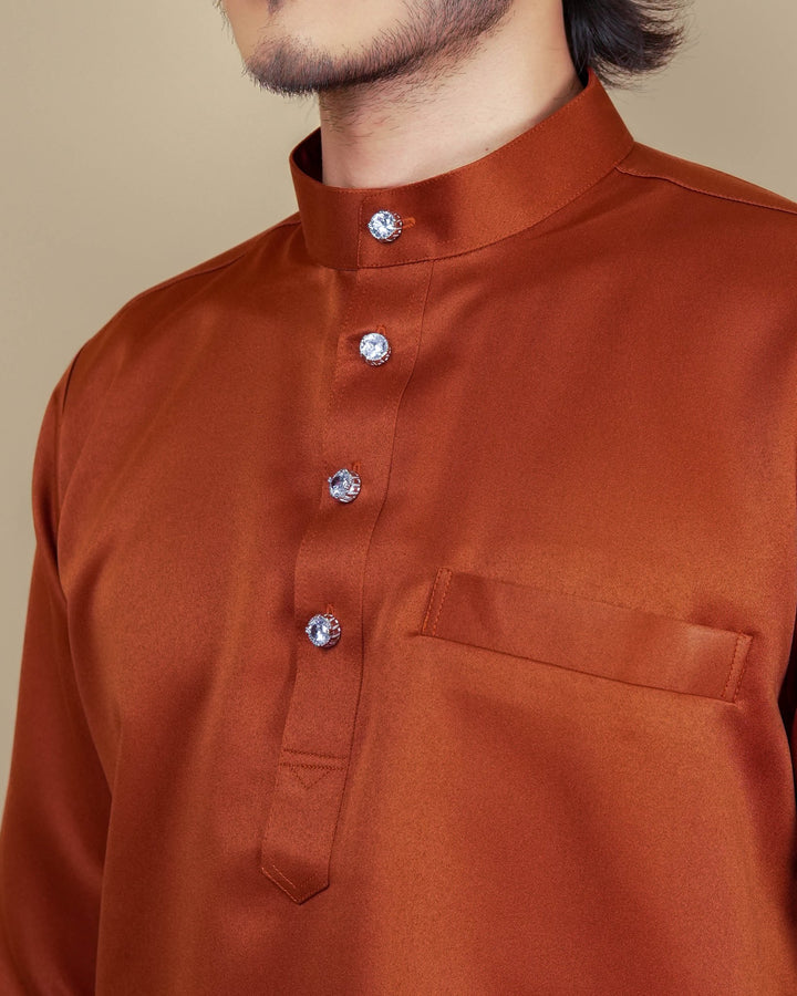Baju Melayu Luxe - Orange Brick - SampinExclusiveMy