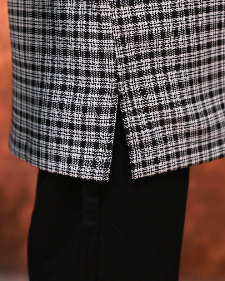 Kurta Larik Petak Kid - Black