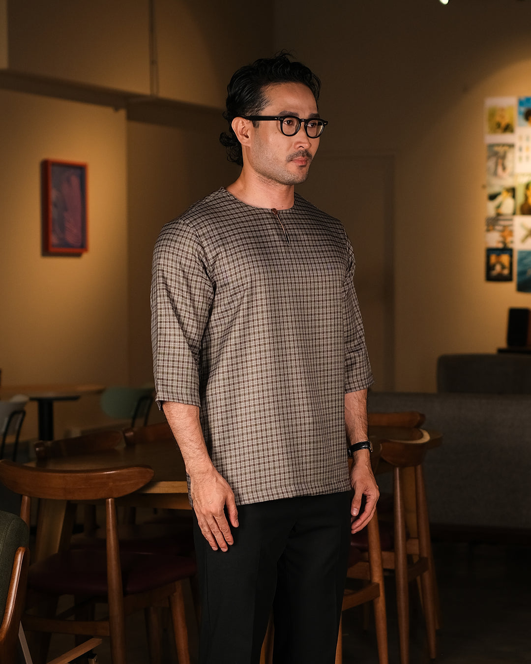 Kurta Larik Petak - Army Green