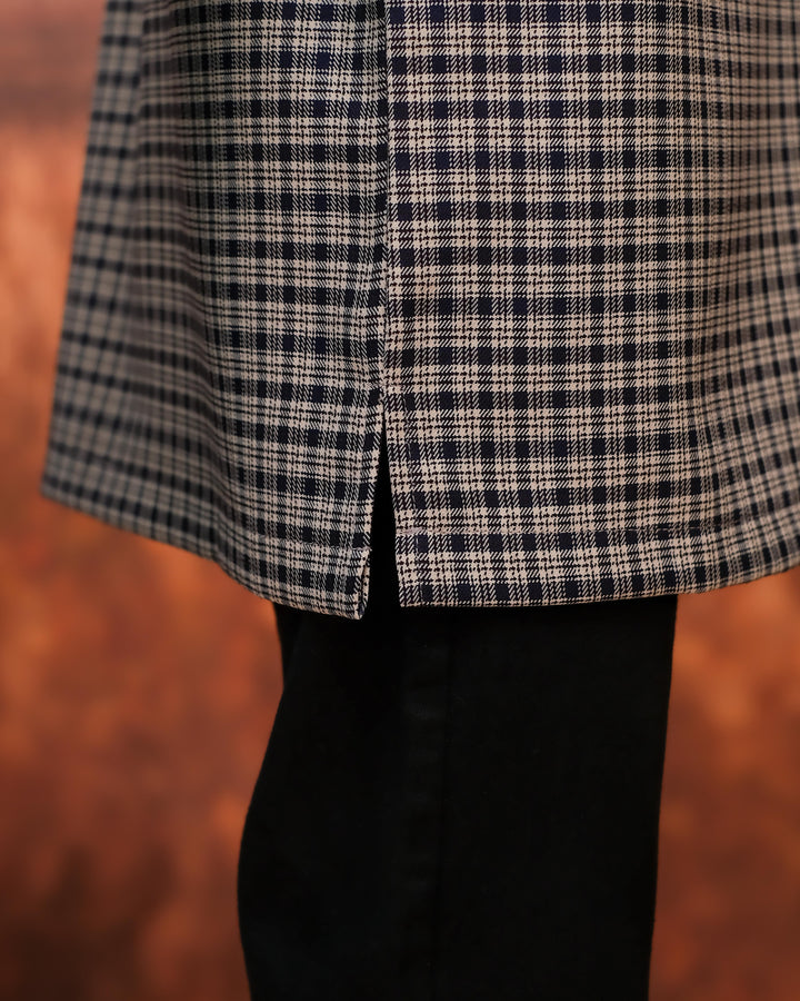 Kurta Larik Petak Kid - Navy Blue