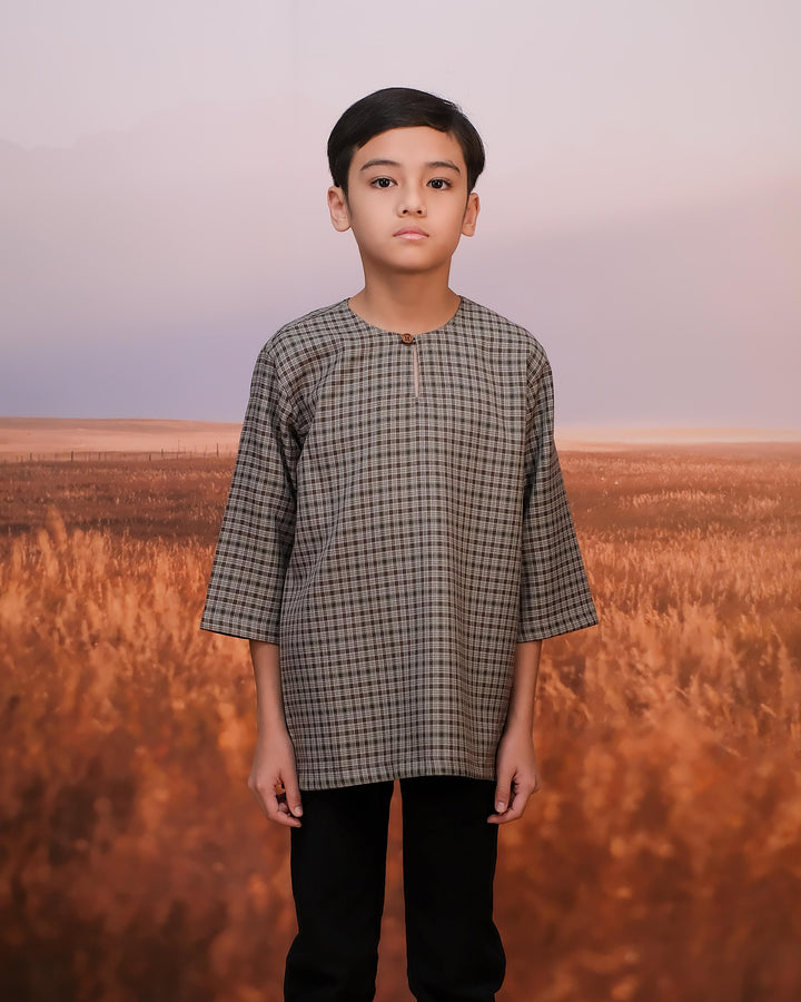 Kurta Larik Petak Kid - Moss Green