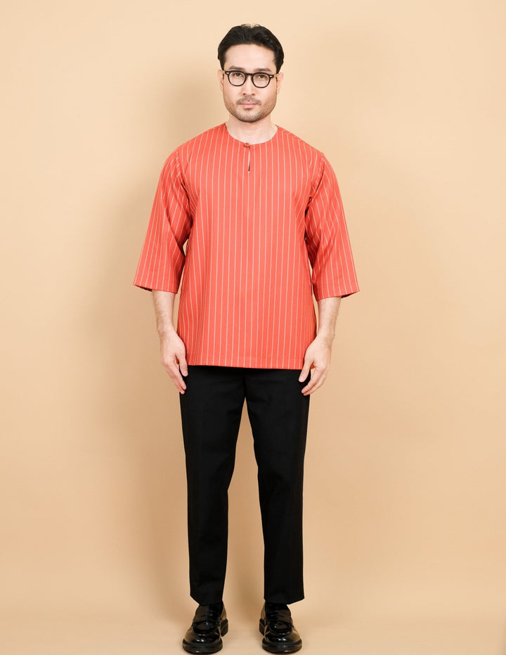 Kurta Patih Jalur - Brick Orange - SampinExclusiveMy