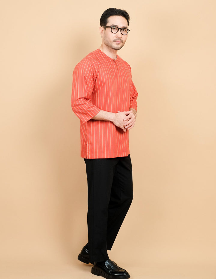 Kurta Patih Jalur - Brick Orange - SampinExclusiveMy