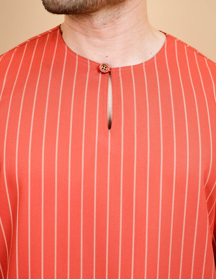 Kurta Patih Jalur - Brick Orange - SampinExclusiveMy