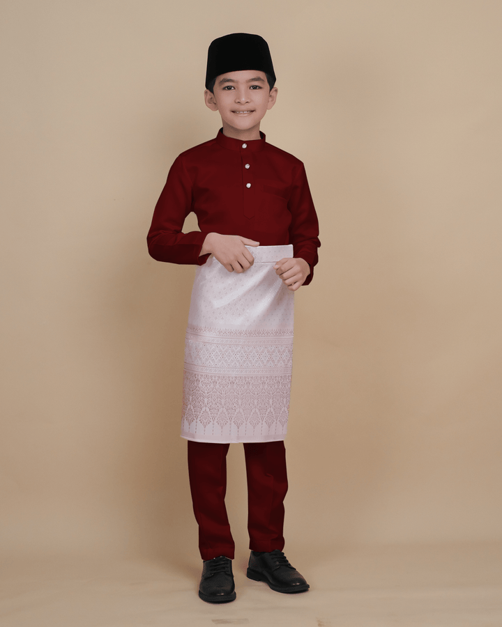 Baju Melayu Luxe Kids - Maroon - SampinExclusiveMy