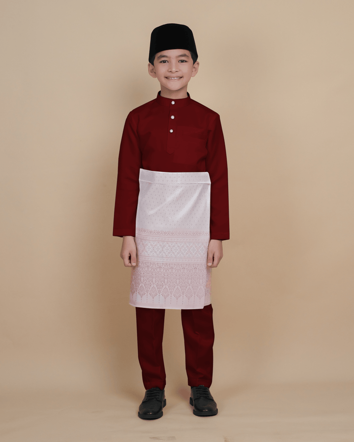 Baju Melayu Luxe Kids - Maroon - SampinExclusiveMy