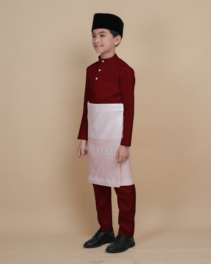 Baju Melayu Luxe Kids - Maroon - SampinExclusiveMy