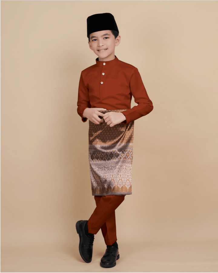 Baju Melayu Luxe Kids - Orange Brick - SampinExclusiveMy