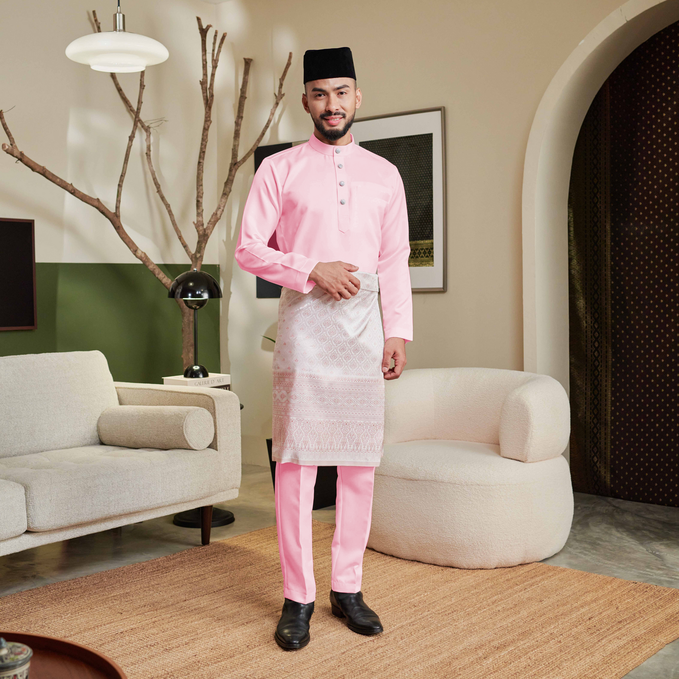 Baju Melayu Luxe - Salmon Pink