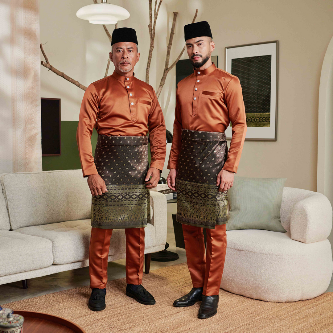 Baju Melayu Luxe - Orange Brick