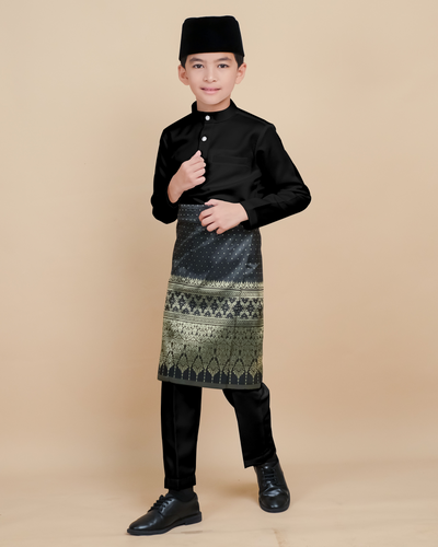 Baju Melayu Luxe Kids - Black