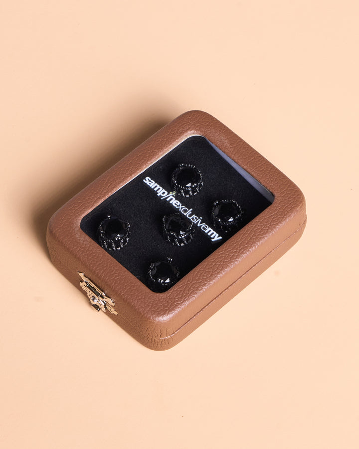 Butang zircon Hud - Metal Grey & Black
