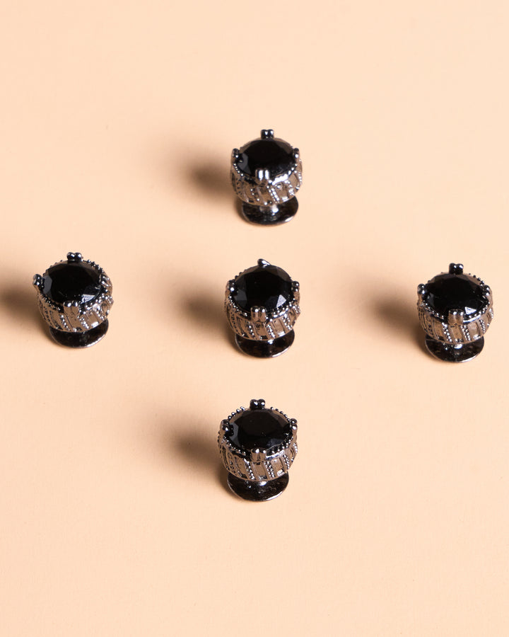 Butang zircon Hud - Metal Grey & Black