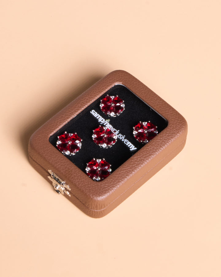 Butang zircon Jasmine - Red