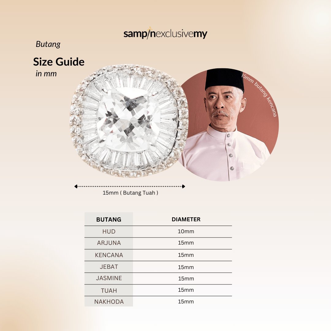 Butang zircon Jebat - Champagne