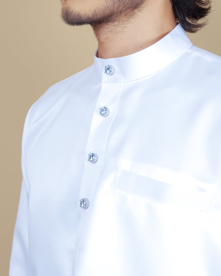 Baju Melayu Luxe - Pure White - SampinExclusiveMy