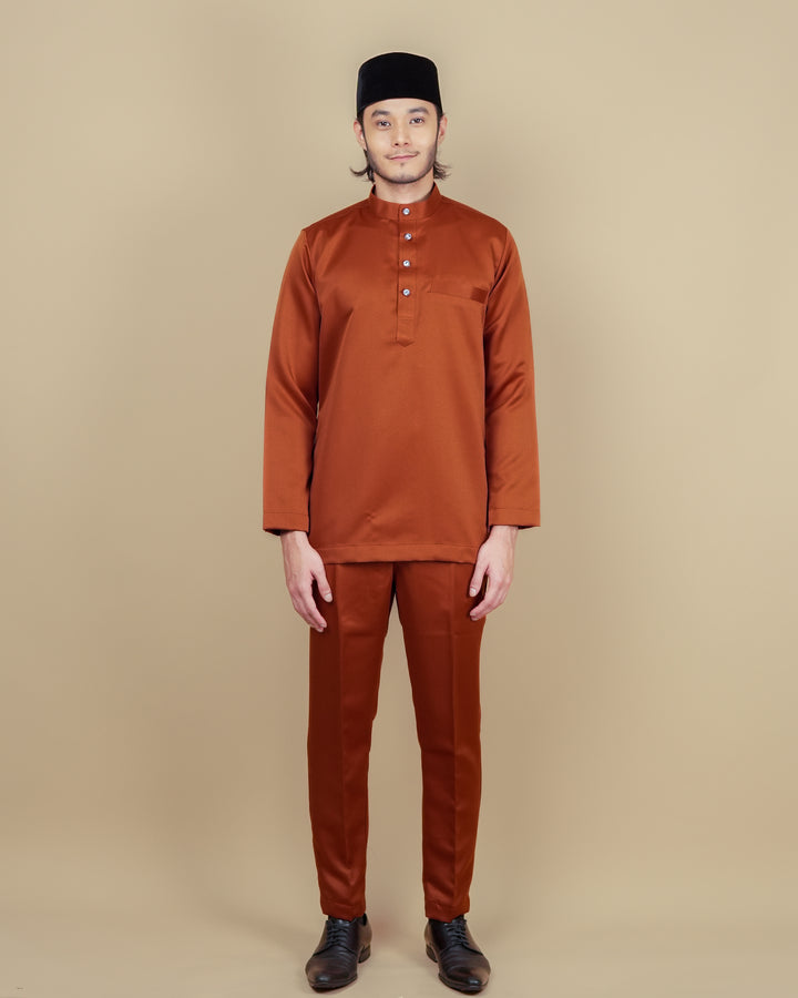 Baju Melayu Luxe - Orange Brick