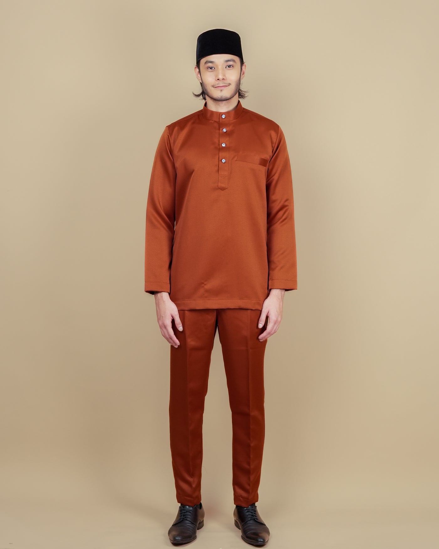 Baju Melayu Luxe - Orange Brick