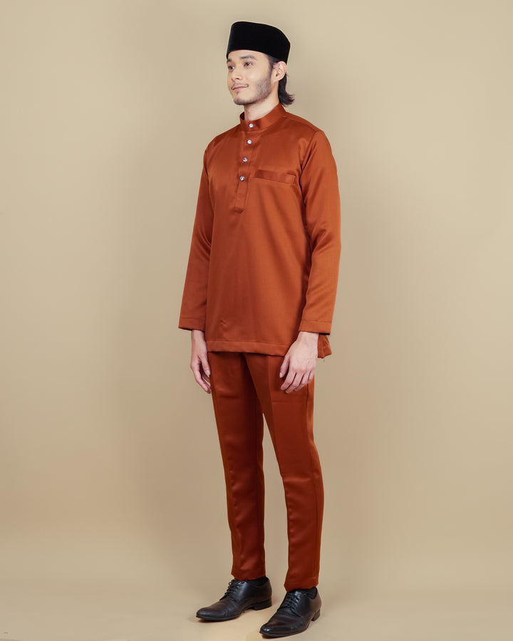 Baju Melayu Luxe - Orange Brick