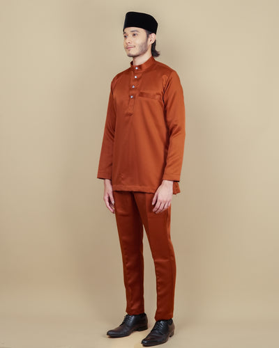 Baju Melayu Luxe - Orange Brick