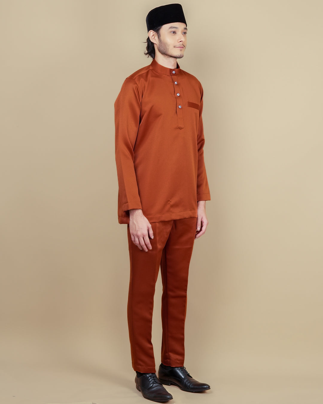 Baju Melayu Luxe - Orange Brick