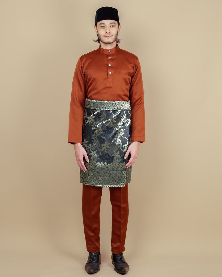 Baju Melayu Luxe - Orange Brick