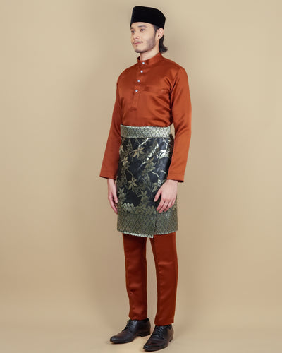 Baju Melayu Luxe - Orange Brick