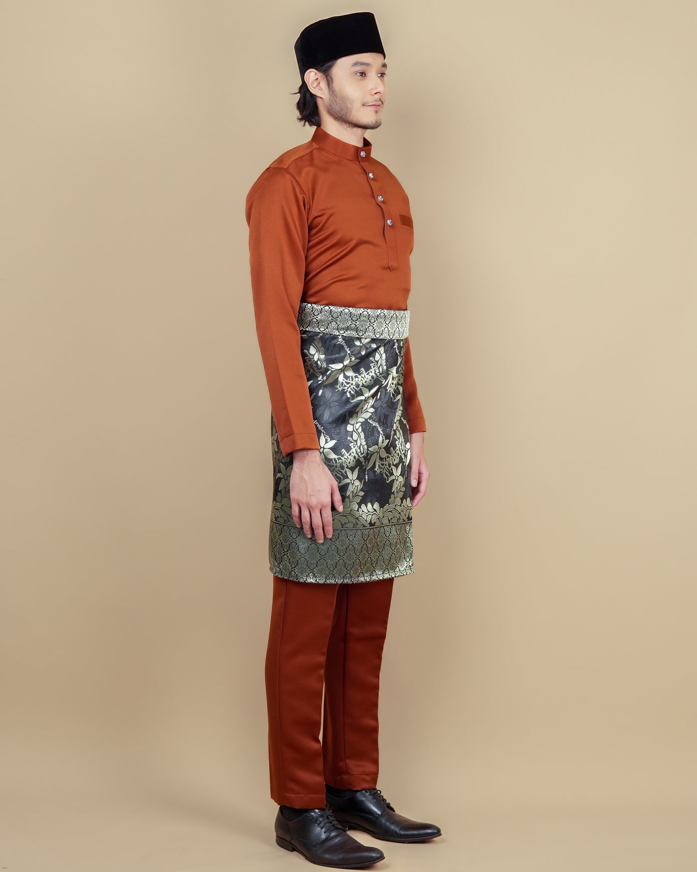 Baju Melayu Luxe - Orange Brick