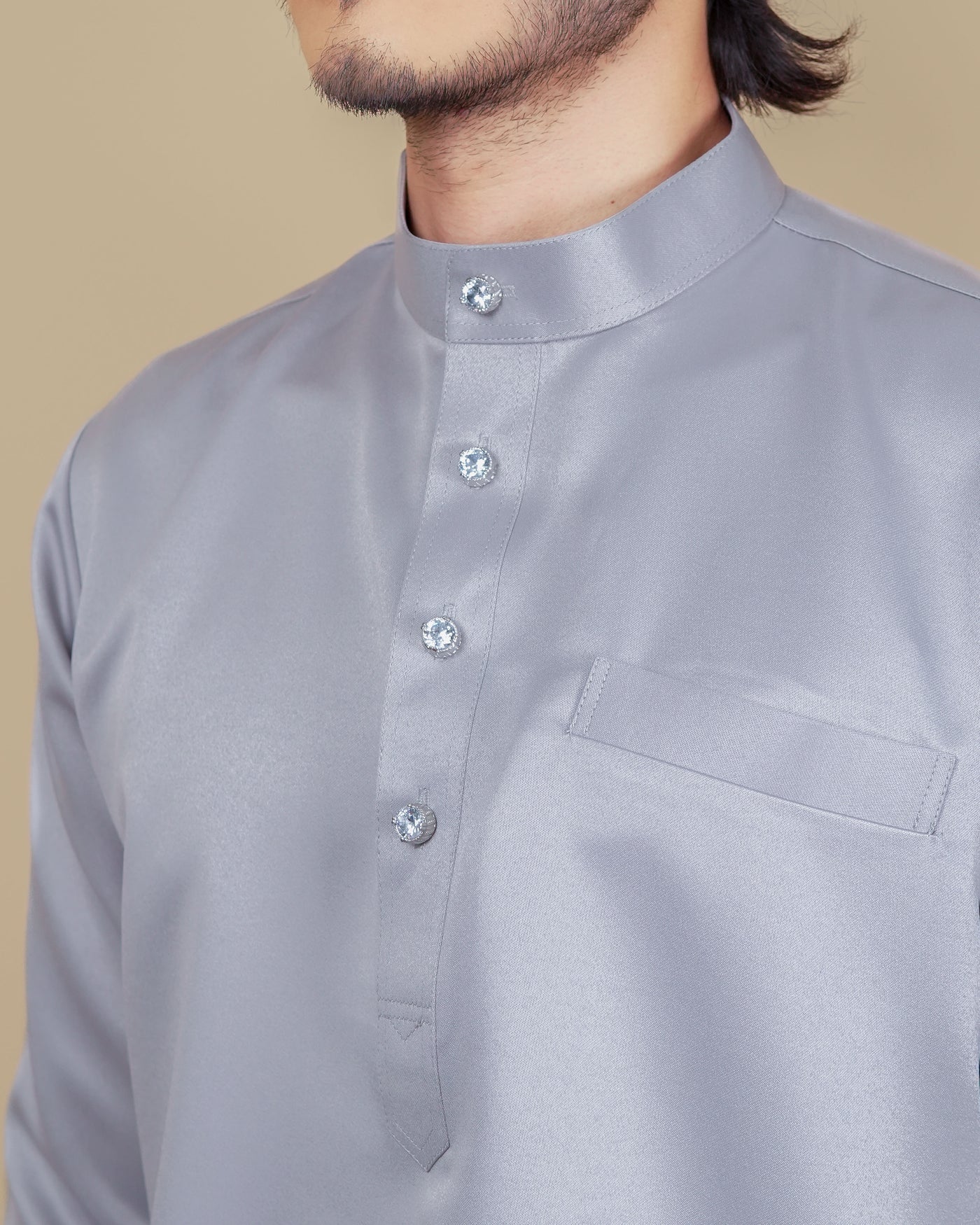 Baju Melayu Luxe - Soft Grey