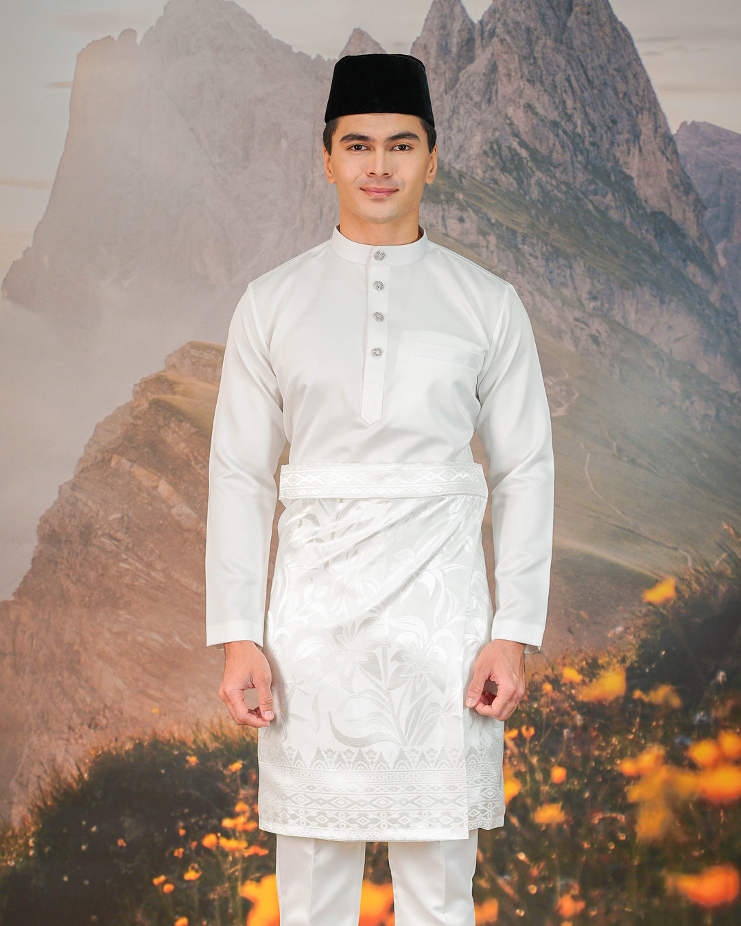 Cenderawasih Instant Sampin Adult - Offwhite & Silver