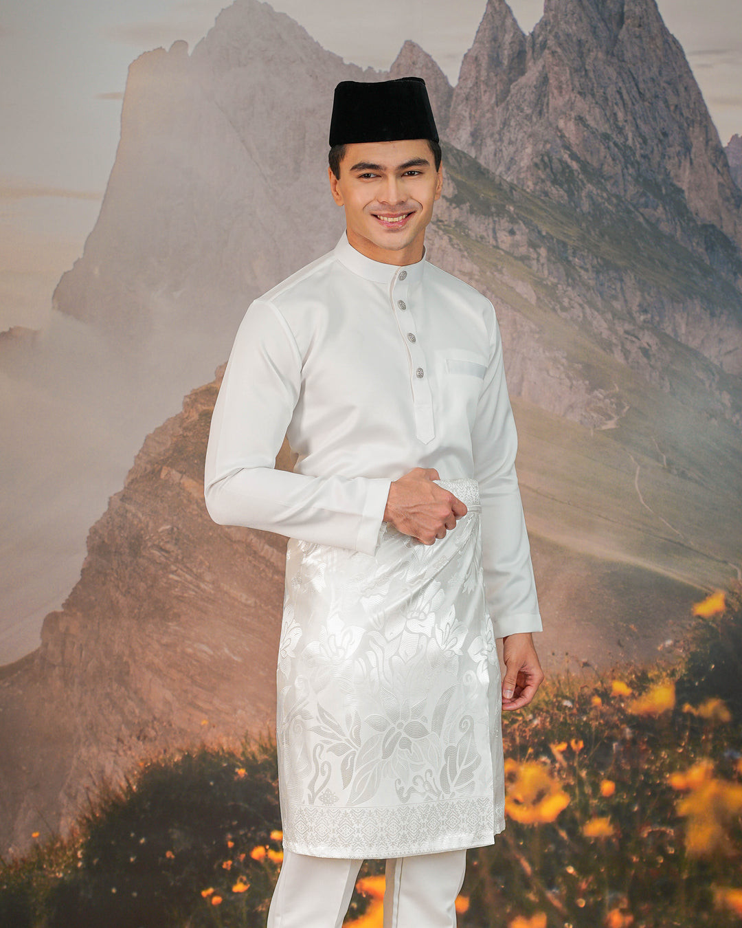Mawar Instant Sampin Adult - Offwhite & Silver