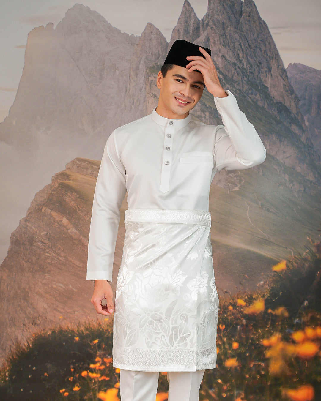 Mawar Instant Sampin Adult - Offwhite & Silver