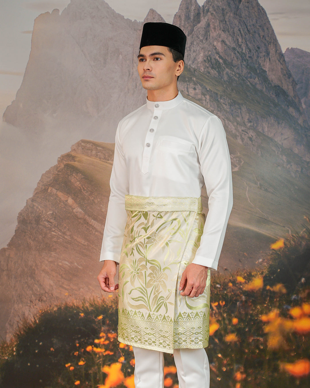 Cenderawasih Instant Sampin Adult - Offwhite & Soft Green