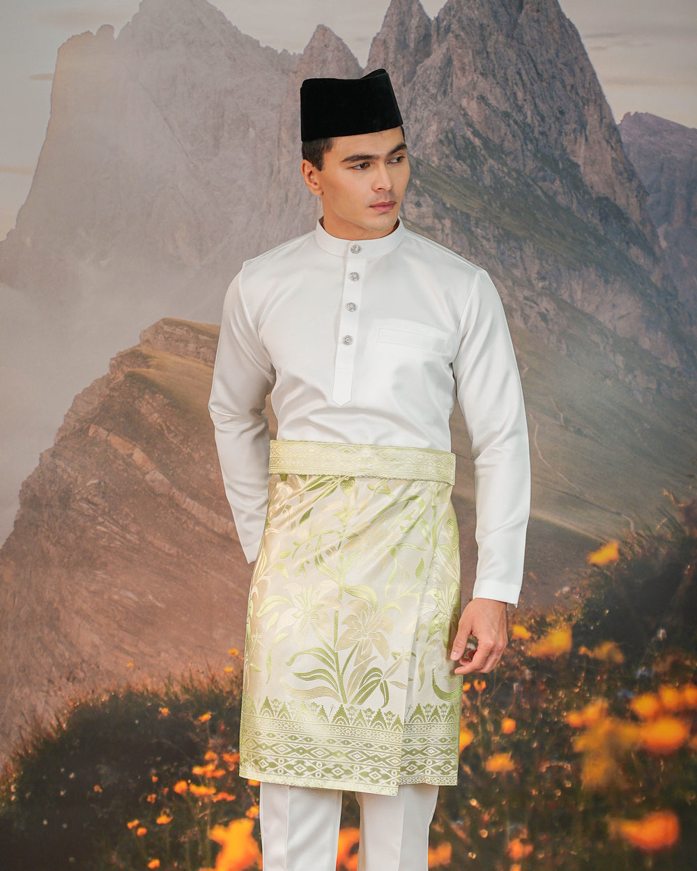 Cenderawasih Instant Sampin Adult - Offwhite & Soft Green - SampinExclusiveMy