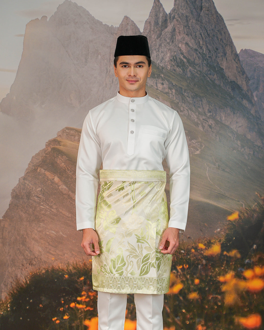 Mawar Instant Sampin Adult - Offwhite & Soft Green