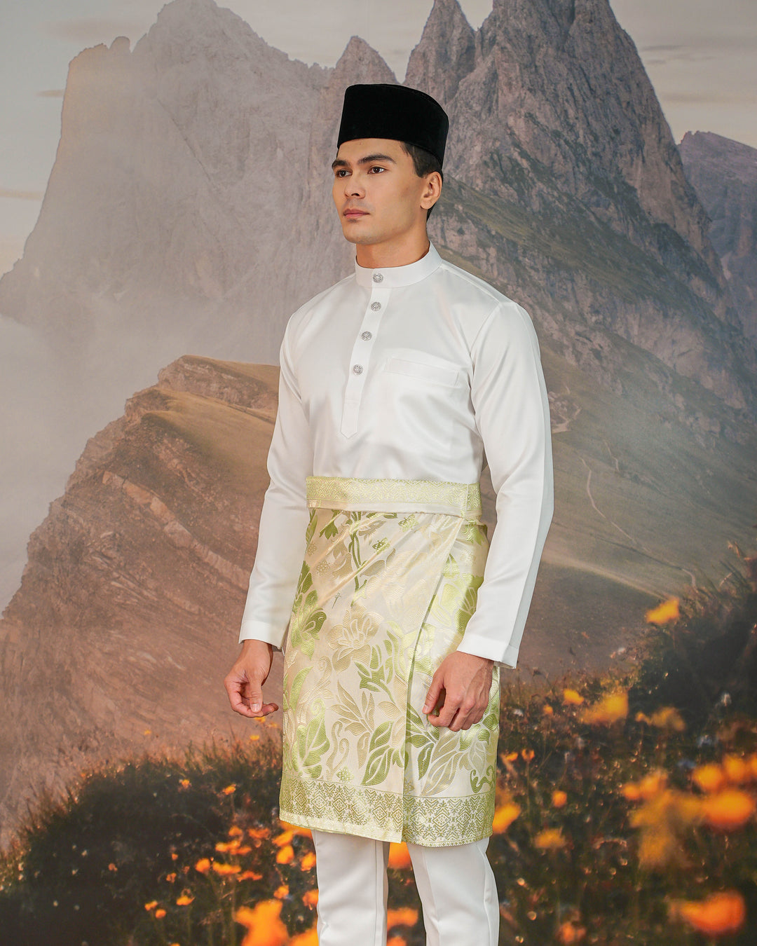 Mawar Instant Sampin Adult - Offwhite & Soft Green