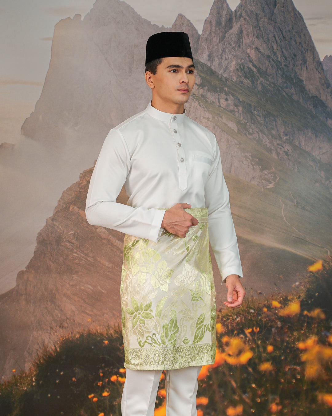 Mawar Instant Sampin Adult - Offwhite & Soft Green