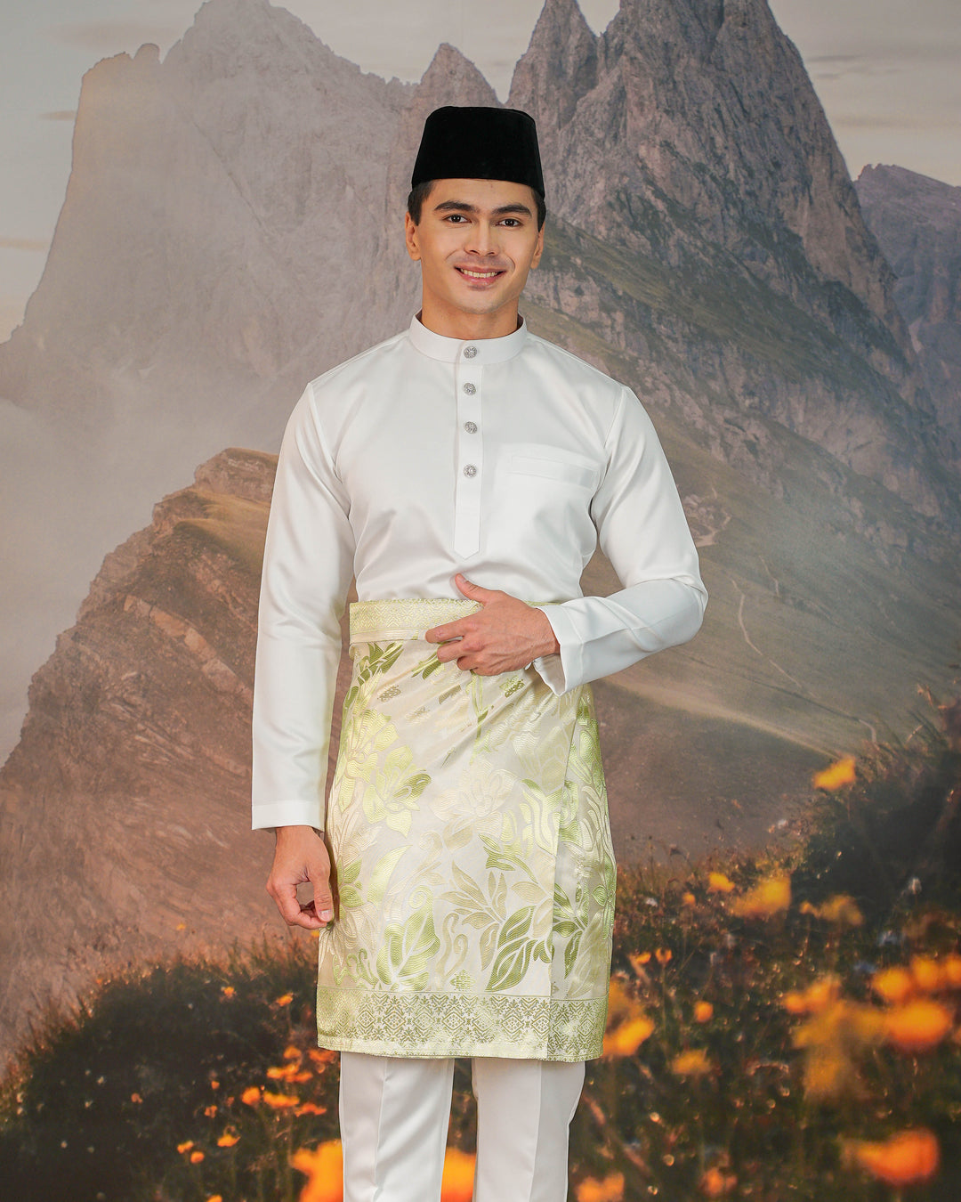 Mawar Instant Sampin Adult - Offwhite & Soft Green