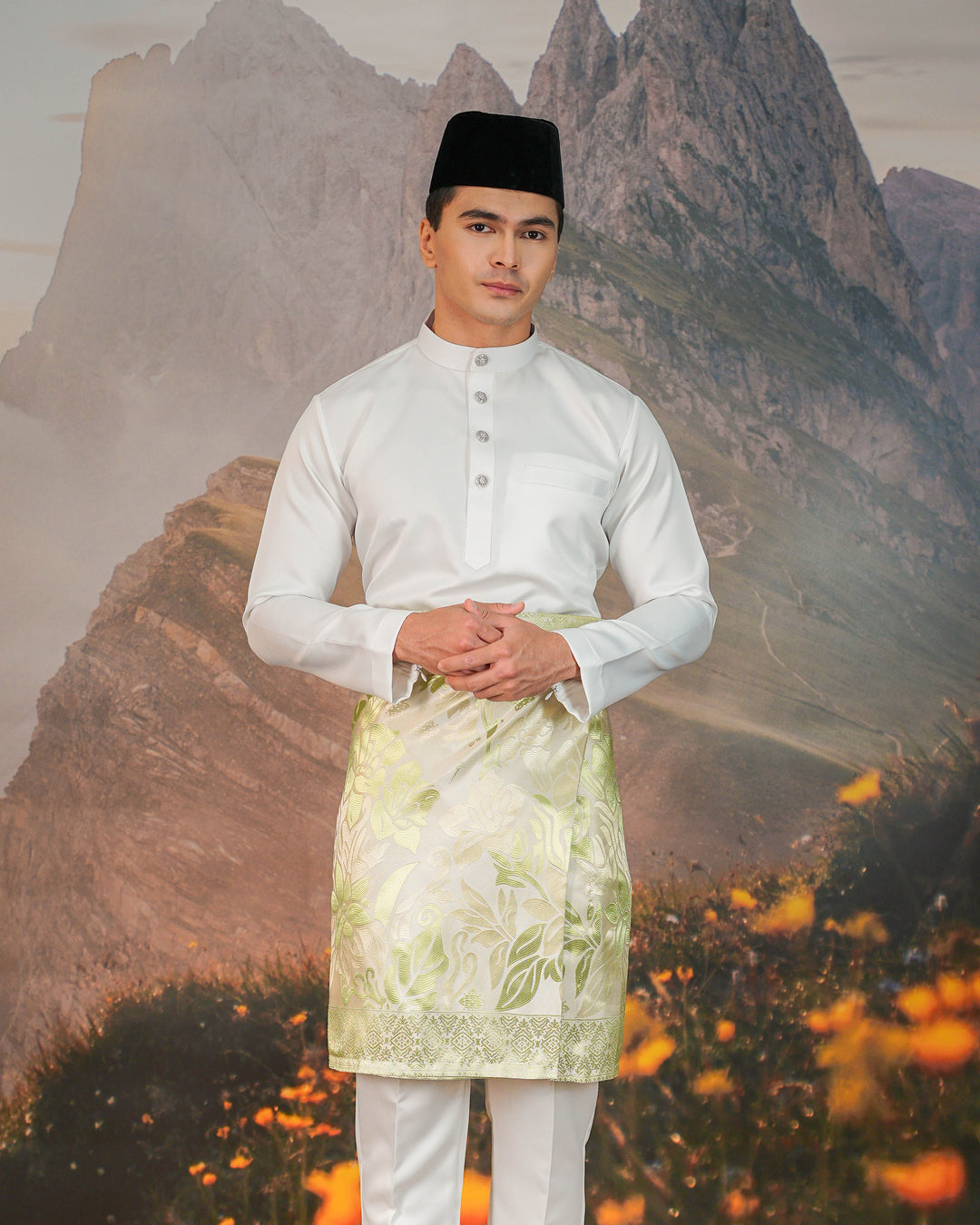 Mawar Instant Sampin Adult - Offwhite & Soft Green