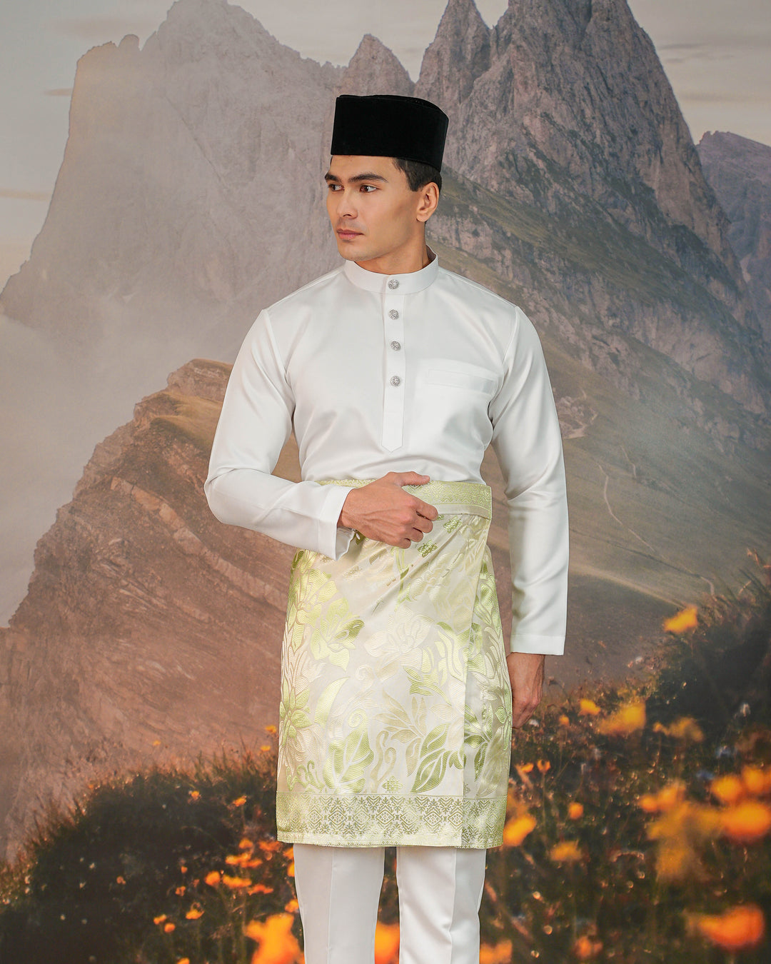 Mawar Instant Sampin Adult - Offwhite & Soft Green