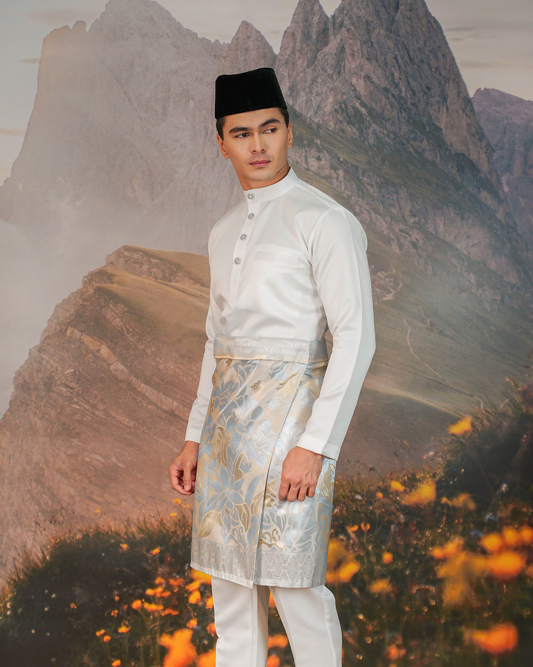 Mawar Instant Sampin Adult - Soft Gold & Blue