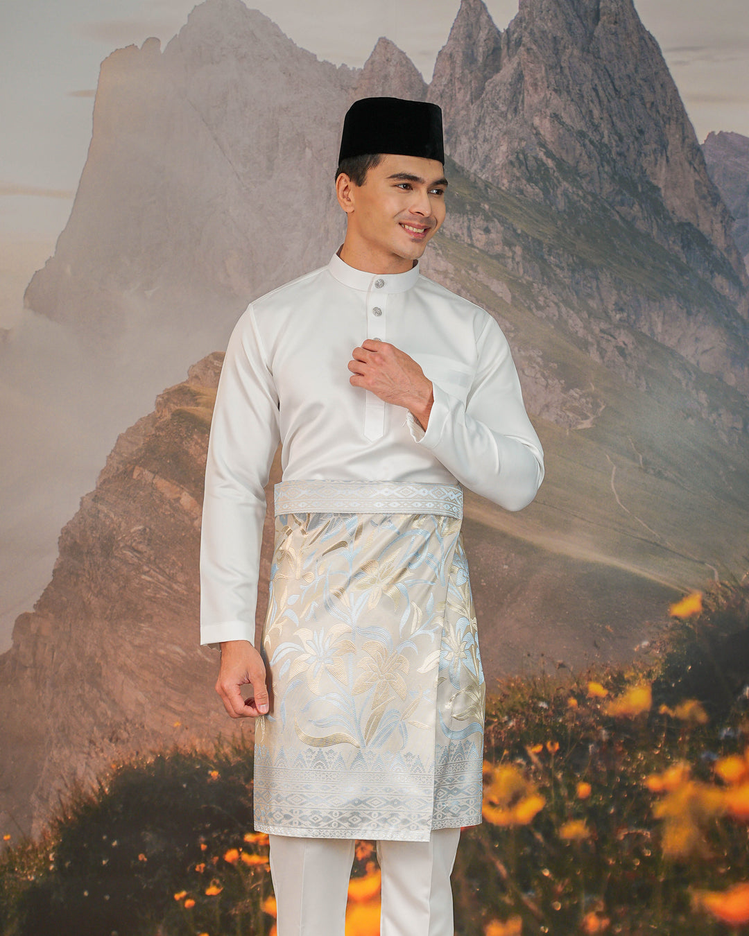 Cenderawasih Instant Sampin Adult - Soft Gold & Blue