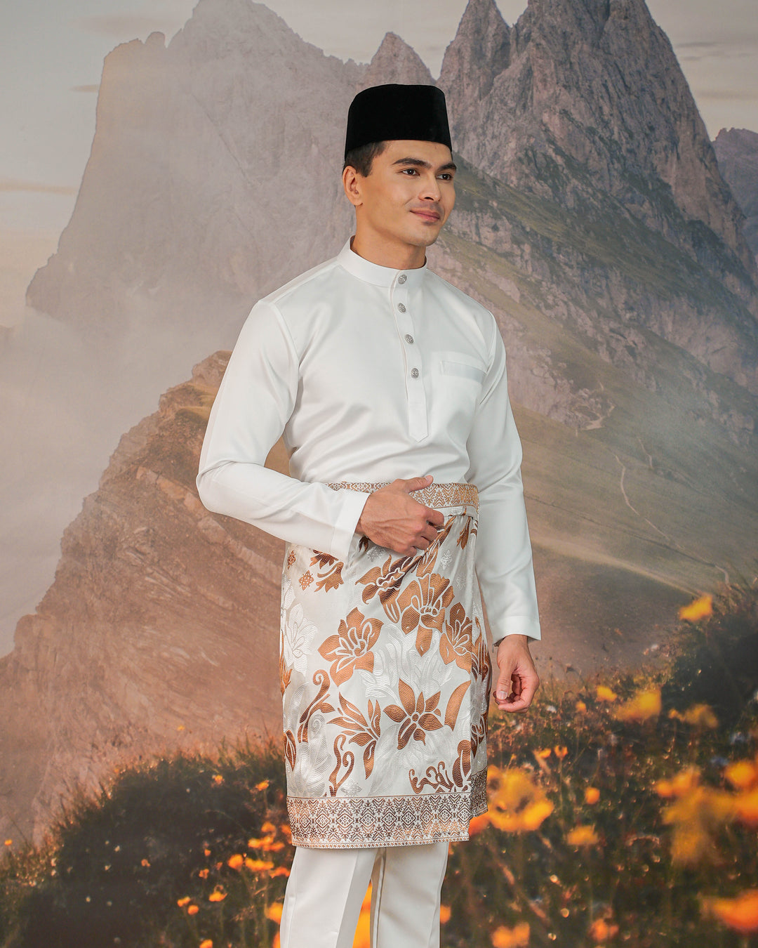 Mawar Instant Sampin Adult - Offwhite & Brown