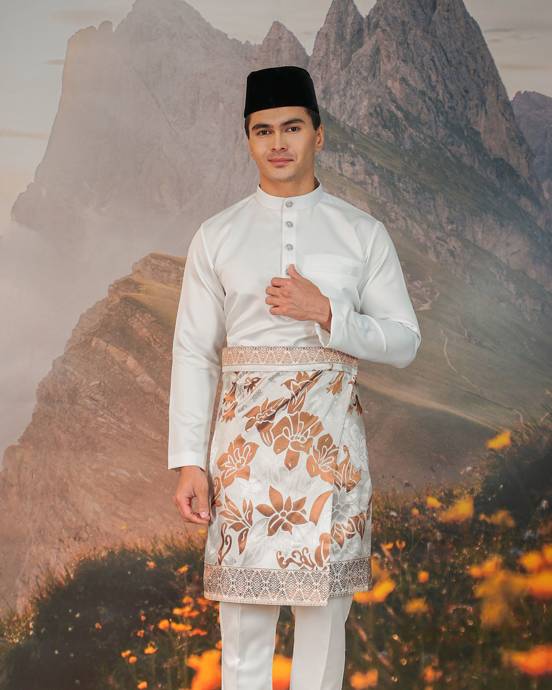 Mawar Instant Sampin Adult - Offwhite & Brown
