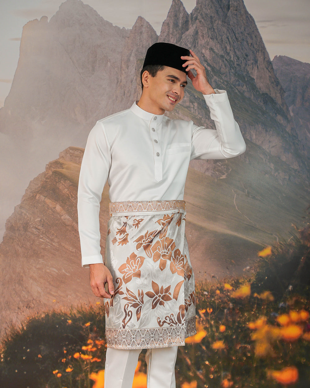 Mawar Instant Sampin Adult - Offwhite & Brown - SampinExclusiveMy