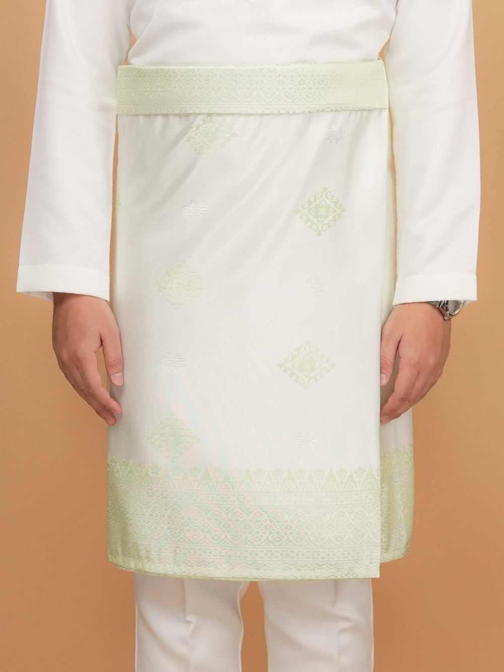 Langkasuka Instant Sampin Adult - Offwhite & Soft Green - SampinExclusiveMy