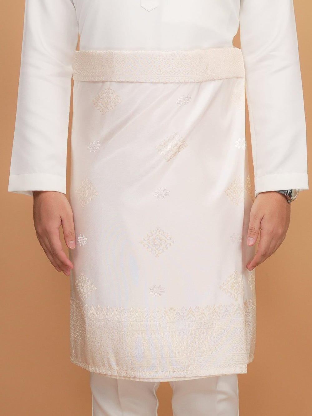 Langkasuka Instant Sampin Adult - Offwhite & Soft Gold - SampinExclusiveMy