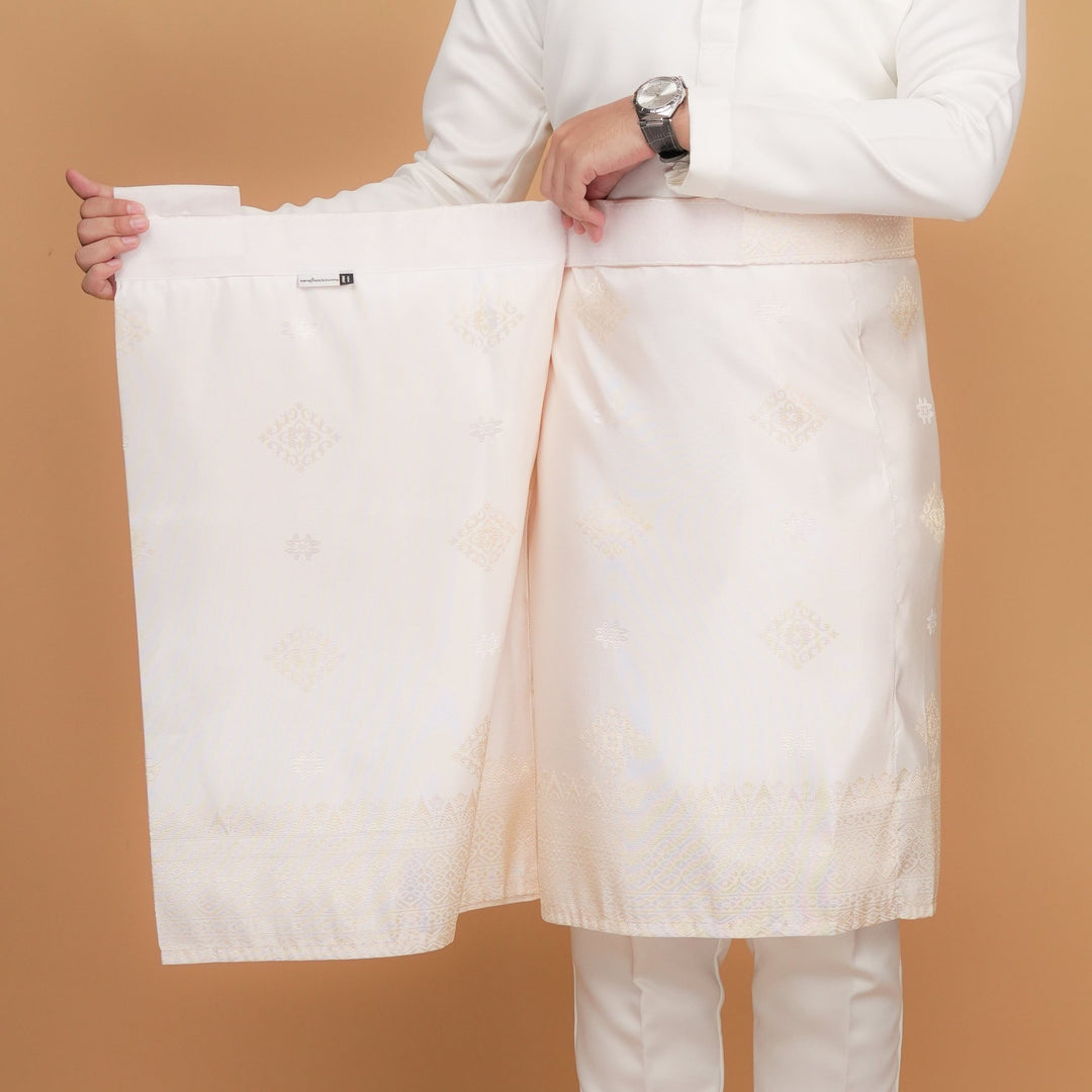 Langkasuka Instant Sampin Adult - Offwhite & Soft Gold - SampinExclusiveMy